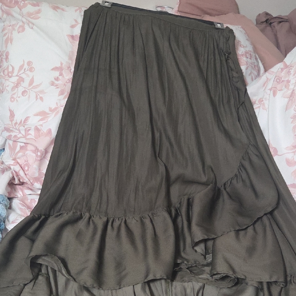 Chic Olive Maxi Skirt